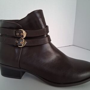 Charter Club Dark Brown Ankle Booties with Buckle Detail